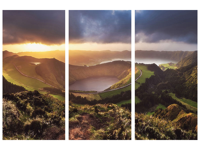 3-piece-canvas-print-azores-sete-cidades-sunset-panorama