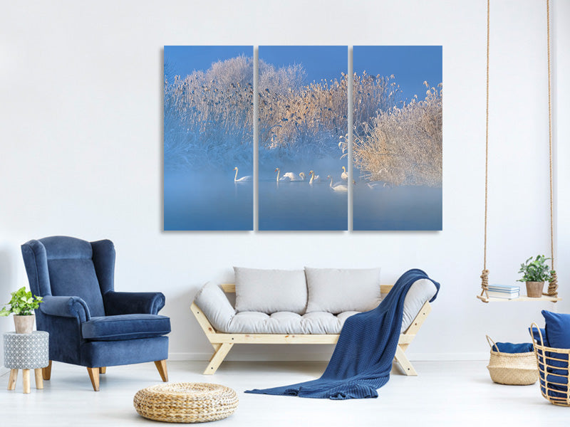 3-piece-canvas-print-blue-swan-lake