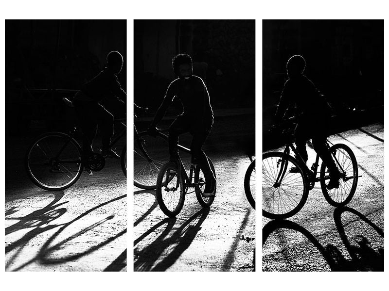 3-piece-canvas-print-boys-bycicles-shadow-and-light