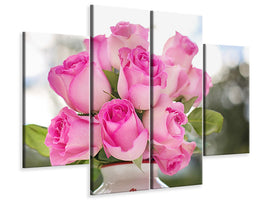 4-piece-canvas-print-bouquet-of-roses-in-pink