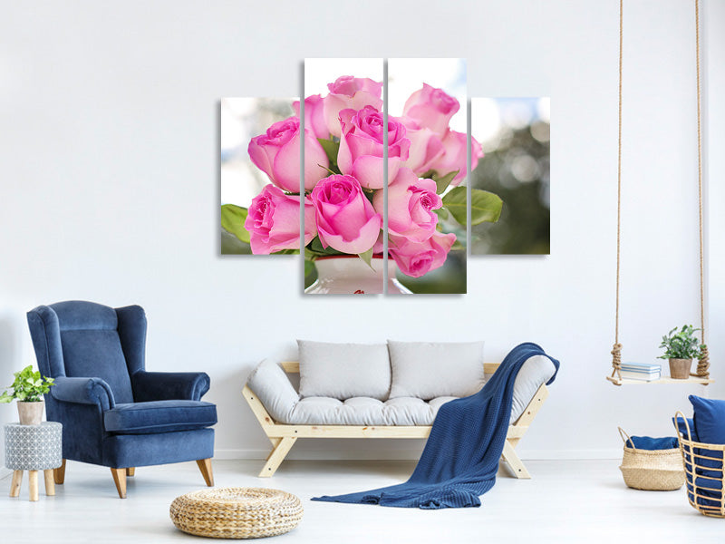 4-piece-canvas-print-bouquet-of-roses-in-pink