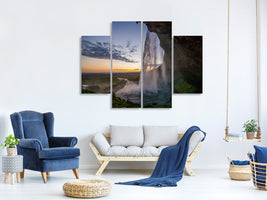 4-piece-canvas-print-evening-mood-at-the-waterfall