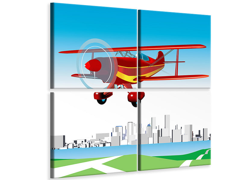 4-piece-canvas-print-flying-aircraft