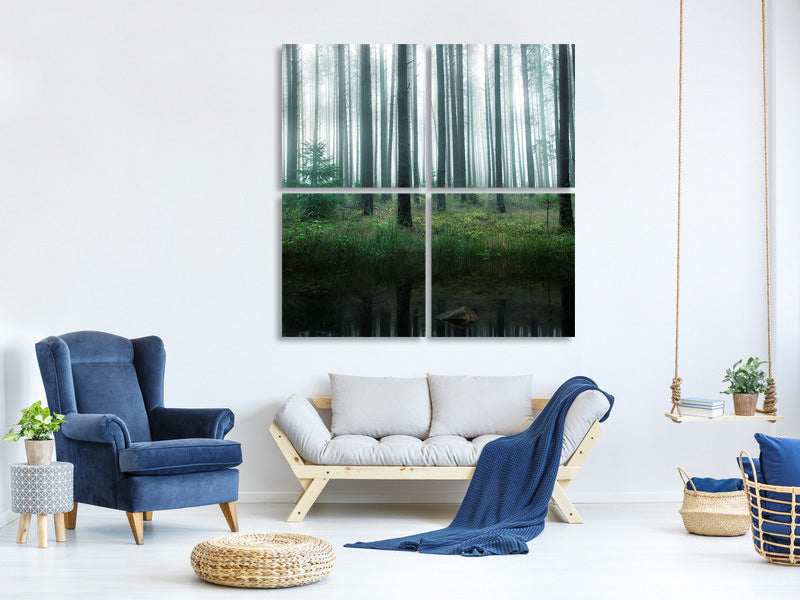 4-piece-canvas-print-lake-in-forest