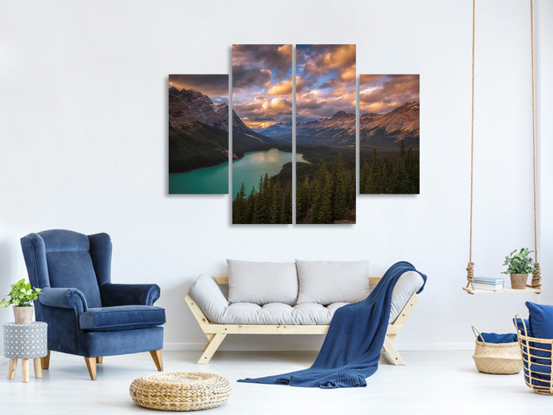 4-piece-canvas-print-peyto-lake-at-dusk