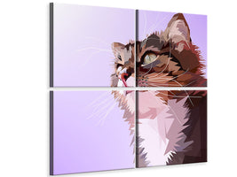 4-piece-canvas-print-pop-art-cats-portrait