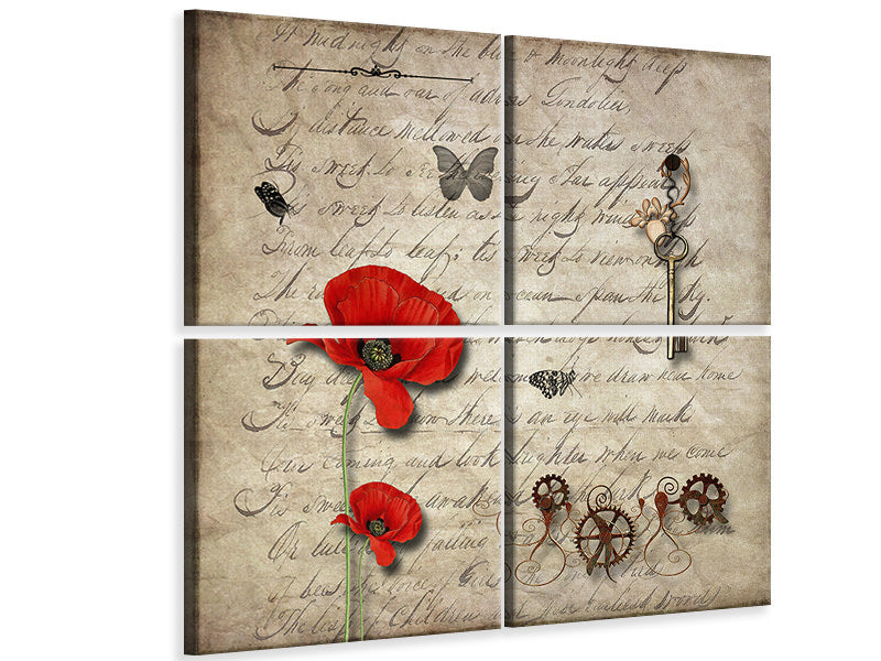 4-piece-canvas-print-retro-document