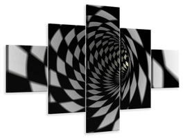 5-piece-canvas-print-abstract-tunnel-black-white