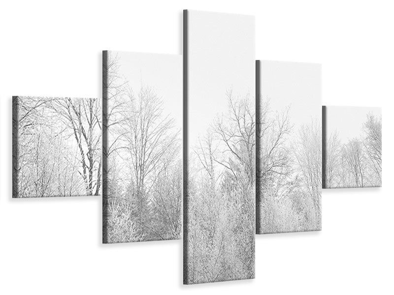 5-piece-canvas-print-birches-in-the-snow