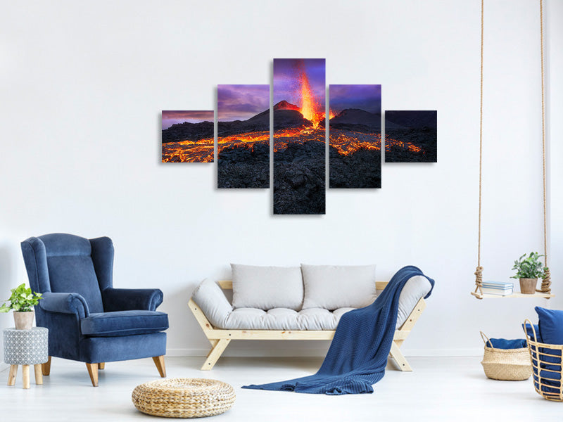 5-piece-canvas-print-fire-at-blue-hour