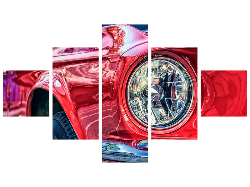 5-piece-canvas-print-red-vintage-car