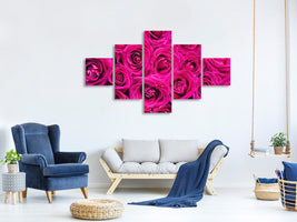 5-piece-canvas-print-rose-petals-in-pink