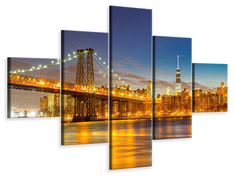 5-piece-canvas-print-skyline-ny-williamsburg-bridge