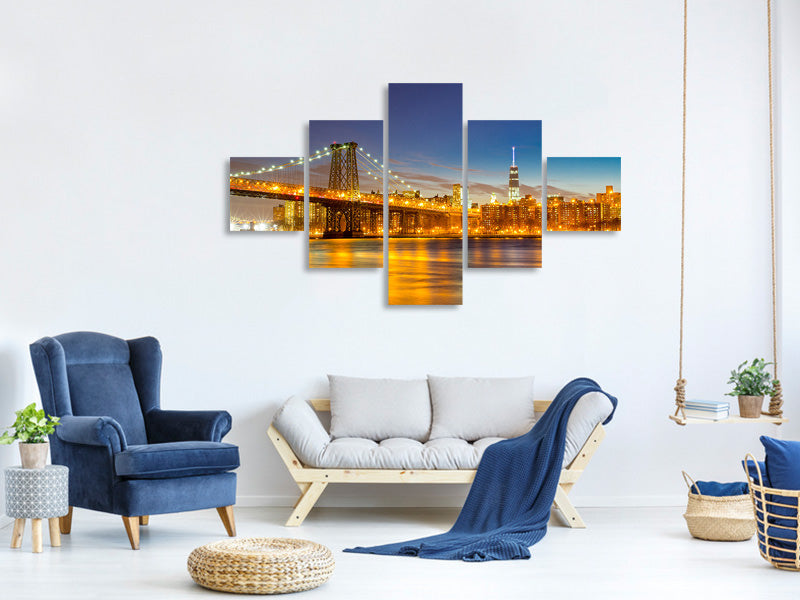 5-piece-canvas-print-skyline-ny-williamsburg-bridge