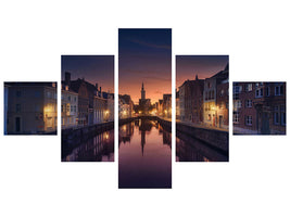 5-piece-canvas-print-sunset-in-brugge