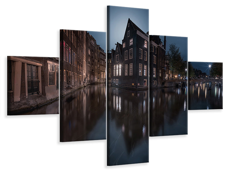 5-piece-canvas-print-the-house-under-the-moonlight