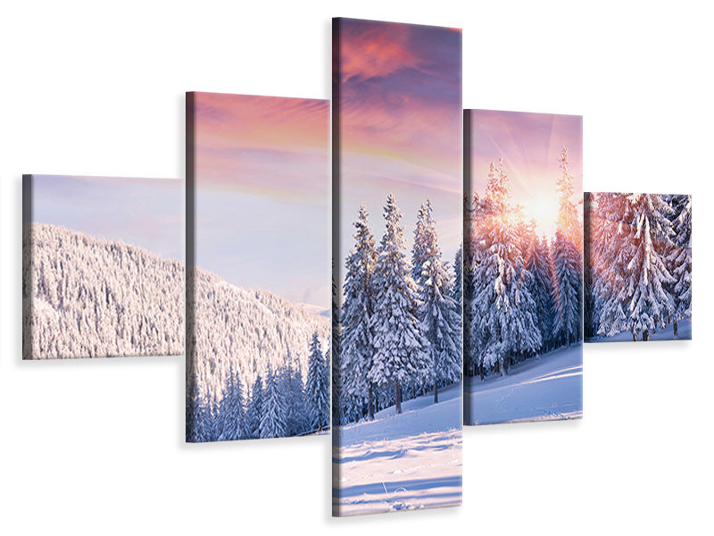 5-piece-canvas-print-winter-landscape