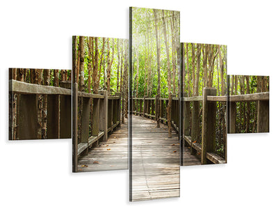 5-piece-canvas-print-wooden-bridge