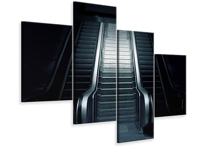 modern-4-piece-canvas-print-escalator-in-the-dark