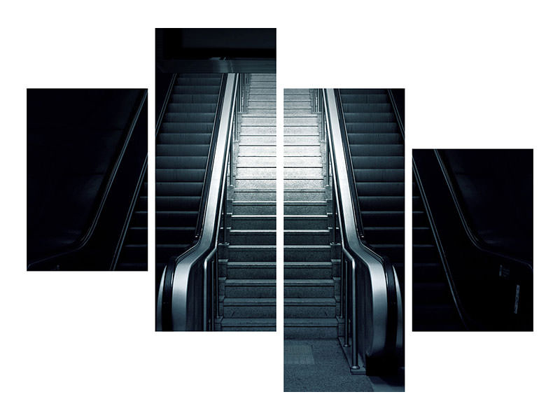 modern-4-piece-canvas-print-escalator-in-the-dark