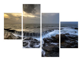 modern-4-piece-canvas-print-evening-mood-at-the-sea