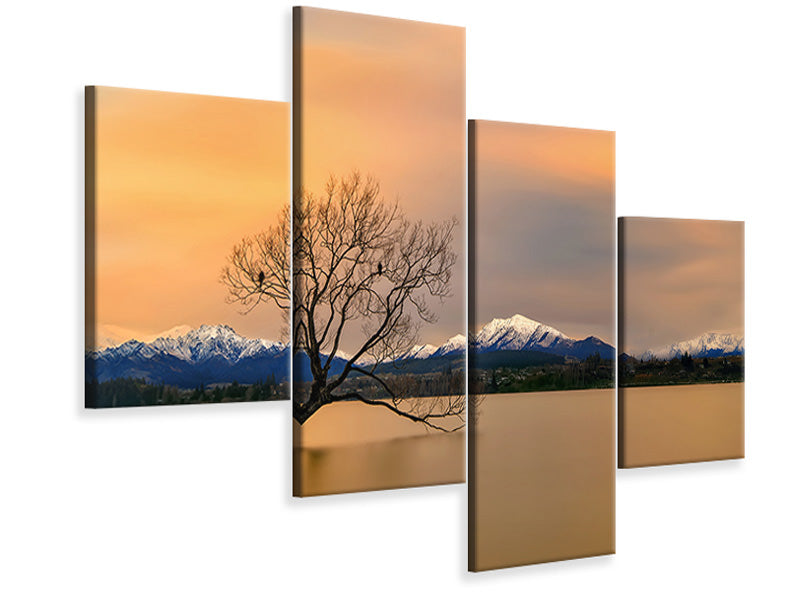 modern-4-piece-canvas-print-morning-glow-of-the-lake-wanaka