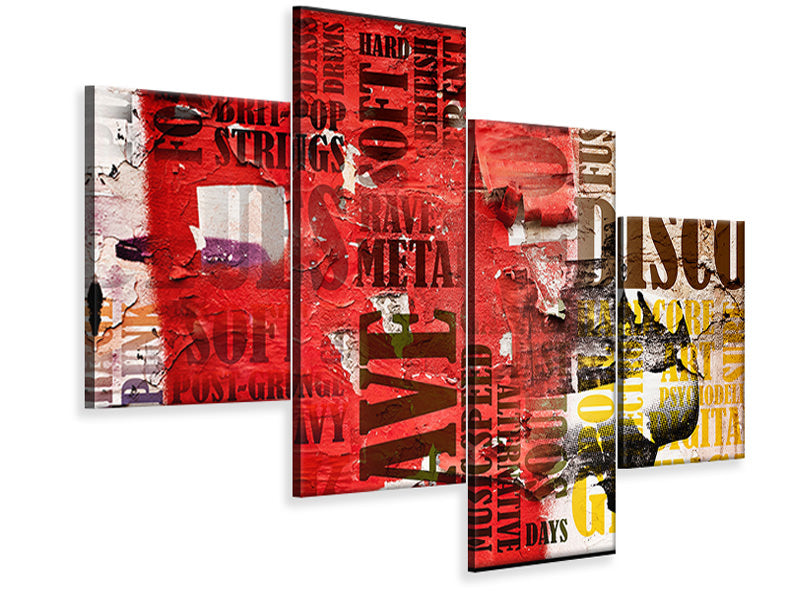 modern-4-piece-canvas-print-music-text-in-grunge-style