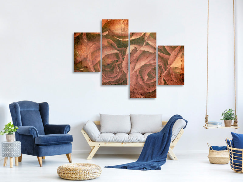 modern-4-piece-canvas-print-rose-bouquet