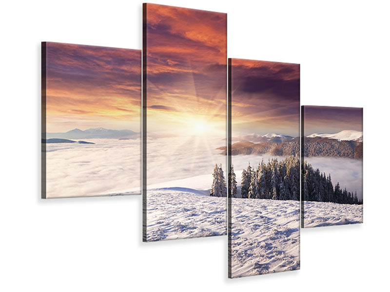 modern-4-piece-canvas-print-sunrise-winter-landscape