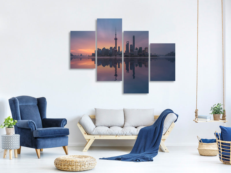 modern-4-piece-canvas-print-sunrising-shnaghai