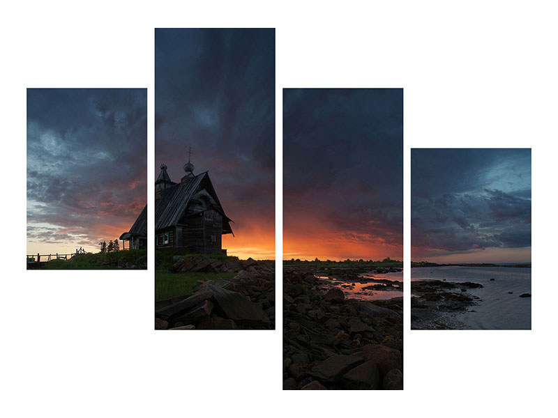 modern-4-piece-canvas-print-the-old-church-on-the-coast-of-white-sea