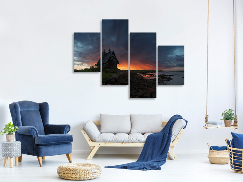 modern-4-piece-canvas-print-the-old-church-on-the-coast-of-white-sea