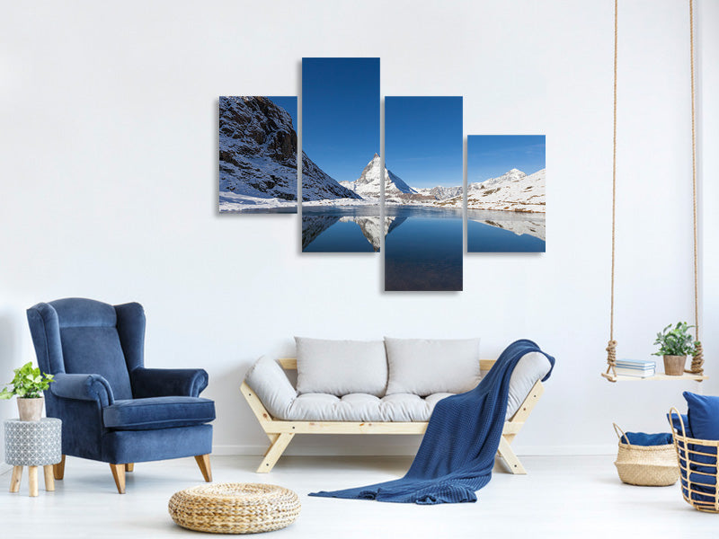 modern-4-piece-canvas-print-the-riffelsee-on-matterhorn