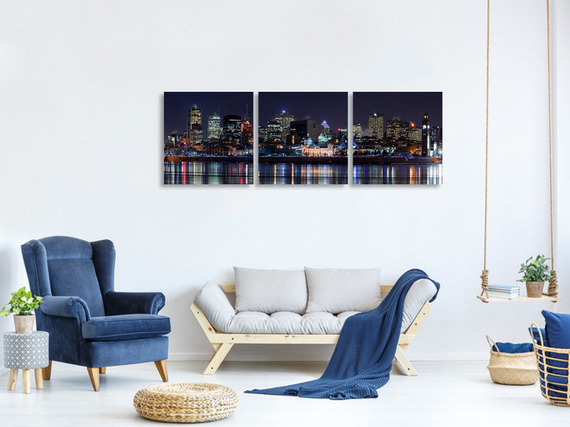 panoramic-3-piece-canvas-print-montreal-night