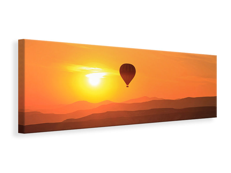 panoramic-canvas-print-hot-air-balloon-at-sunset