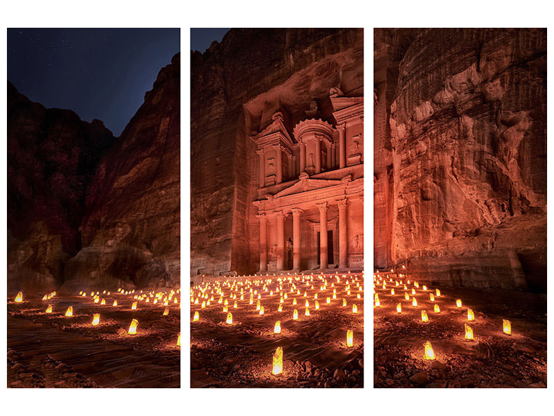 3-piece-canvas-print-petra-by-night-ii