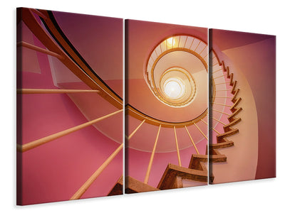 3-piece-canvas-print-spiral-staircase-in-pink