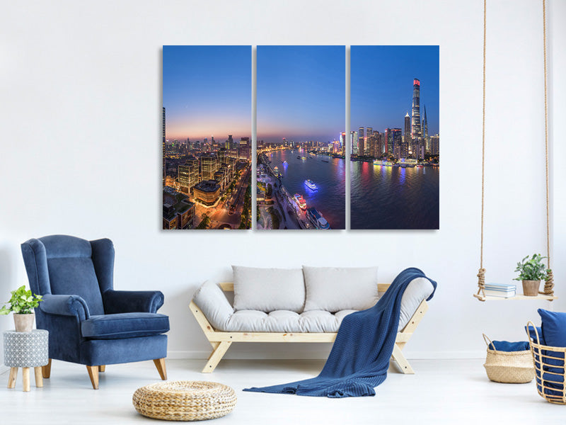 3-piece-canvas-print-the-blue-hour-in-shanghai