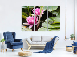 3-piece-canvas-print-the-frog-in-the-protection-of-water-lilies