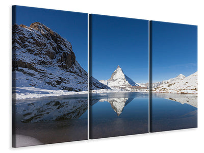 3-piece-canvas-print-the-riffelsee-on-matterhorn