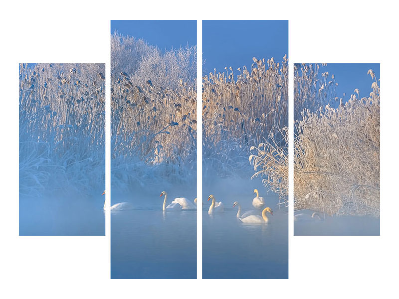 4-piece-canvas-print-blue-swan-lake