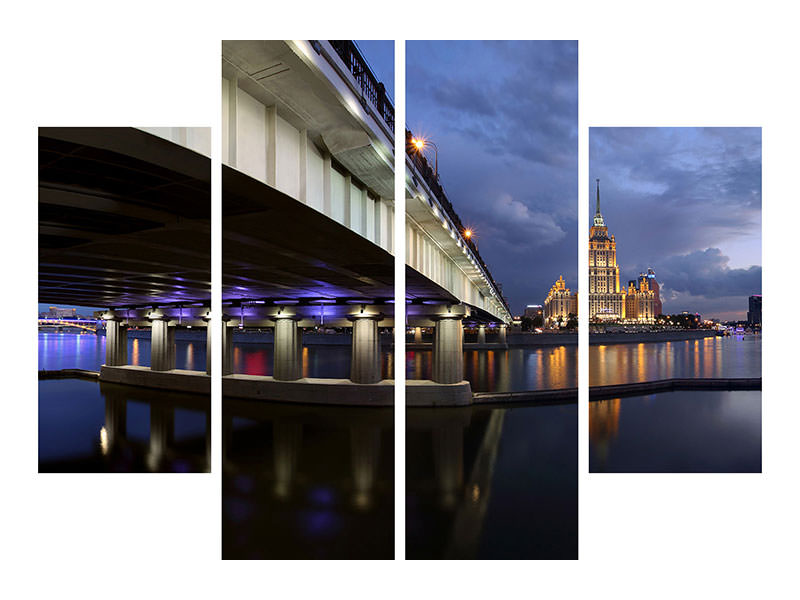 4-piece-canvas-print-bridge-at-night