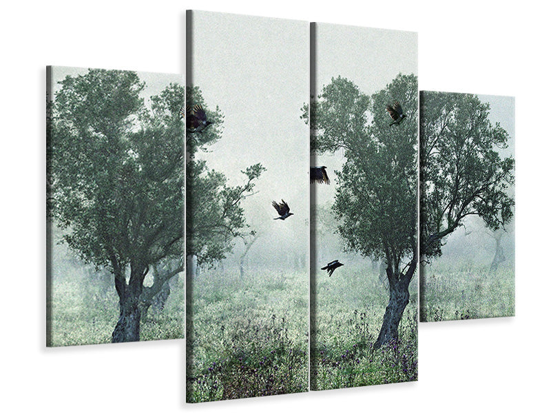 4-piece-canvas-print-crows-in-the-mist