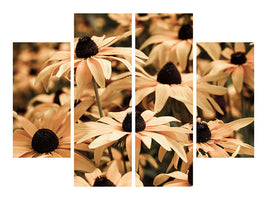 4-piece-canvas-print-daisies-in-sepia