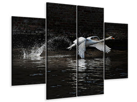 4-piece-canvas-print-flying-swan