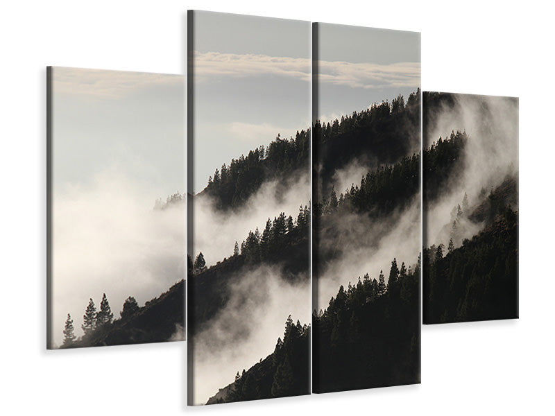 4-piece-canvas-print-fog-in-the-woods