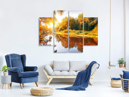 4-piece-canvas-print-forest-reflection-in-water