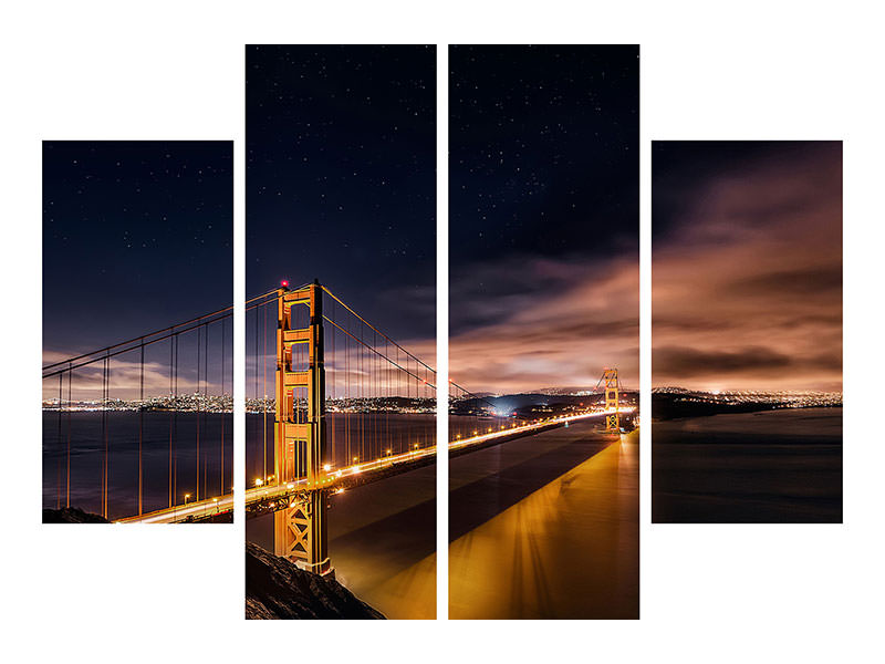 4-piece-canvas-print-golden-gate-to-stars