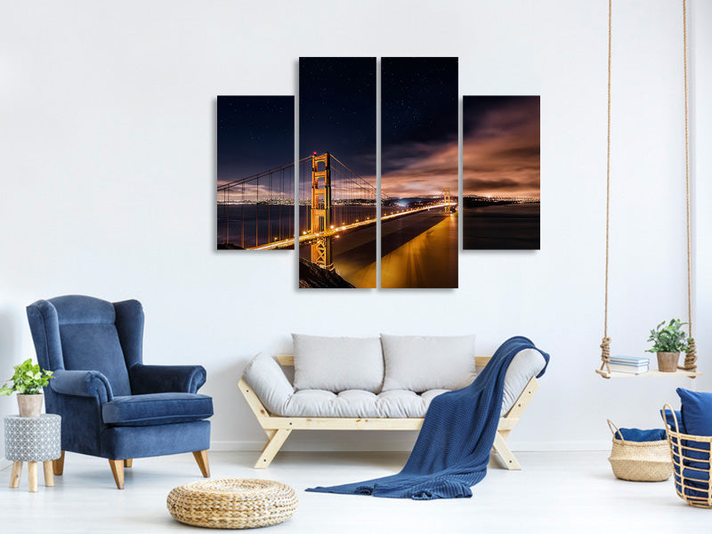 4-piece-canvas-print-golden-gate-to-stars