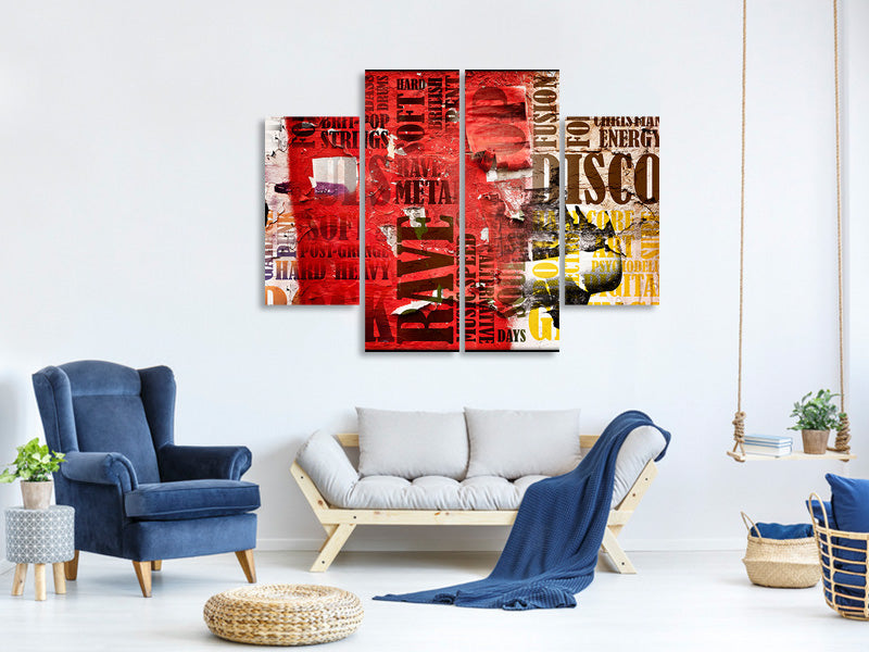 4-piece-canvas-print-music-text-in-grunge-style